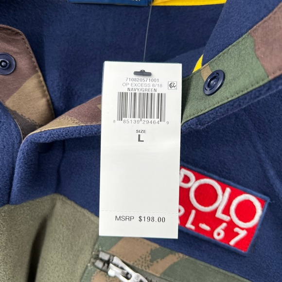 NWT Polo Men’s Large Ralph Lauren P-93 RLPC67 Camo Fleece Pullover Hi-Tech Olive - Picture 2 of 11